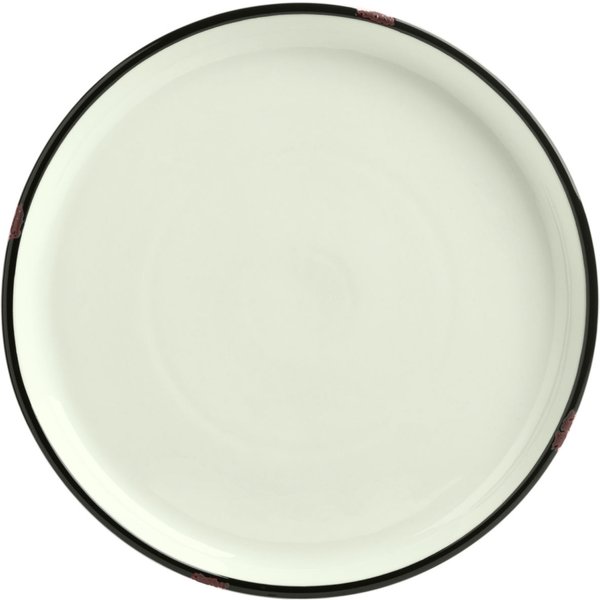 4x VEGA Piatto Liron piano; 25x3 cm (ØxH); bianco crema/nero; rotonda; 4 pz. / Pacco