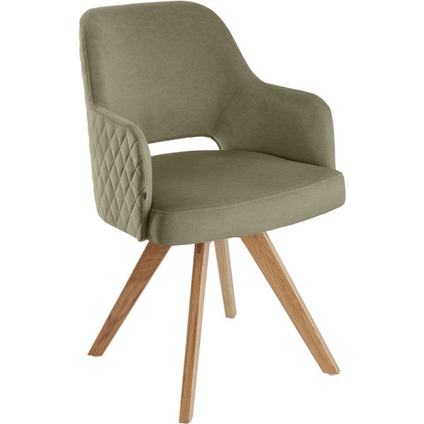 VEGA Sedia girevole Twist Velluto; 46x47x85 cm (LxPxH); seduta verde, struttura quercia