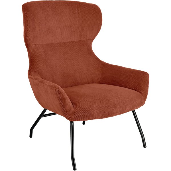 VEGA Poltrona con le orecchie Malin; 75x77x103 cm (LxPxH); seduta terracotta, struttura nero