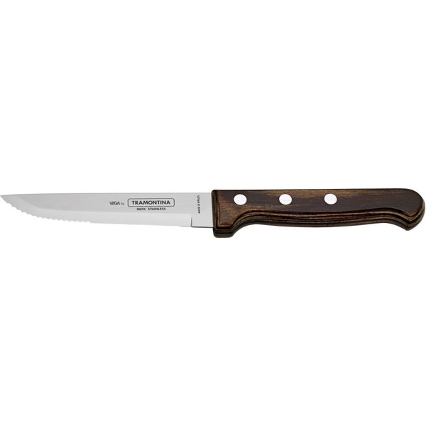 12x VEGA Couteau à steak/pizza Picanha; 23.5 cm (L); argenté, Poignée brun; 12 pièce(s) / Lot