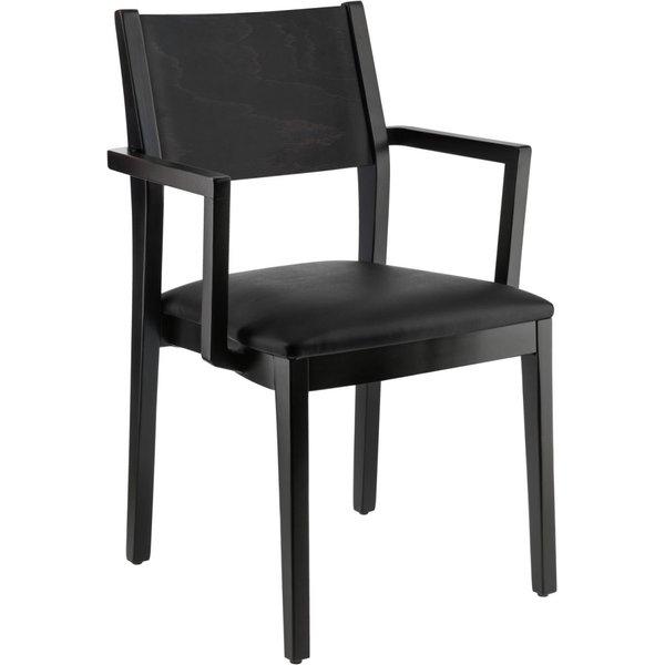 Sedia impilabile Stak in similpelle, con braccioli VEGA; 48x51x86 cm (LxPxH); seduta nero, struttura wenge; 2 pz. / Pacco