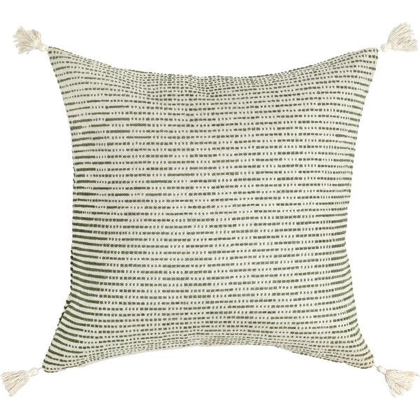 Federa cuscino decorativo Torano strisce sottili ERWIN M.; 50x50 cm (LxL); crema/verde oliva