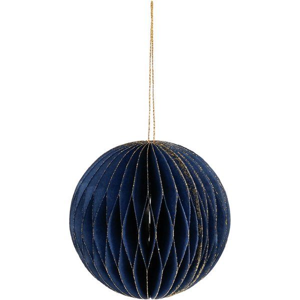 6x Boule décorative à suspendre Honoka; 12 cm (Ø); bleu/doré; 6 pièce(s) / Lot