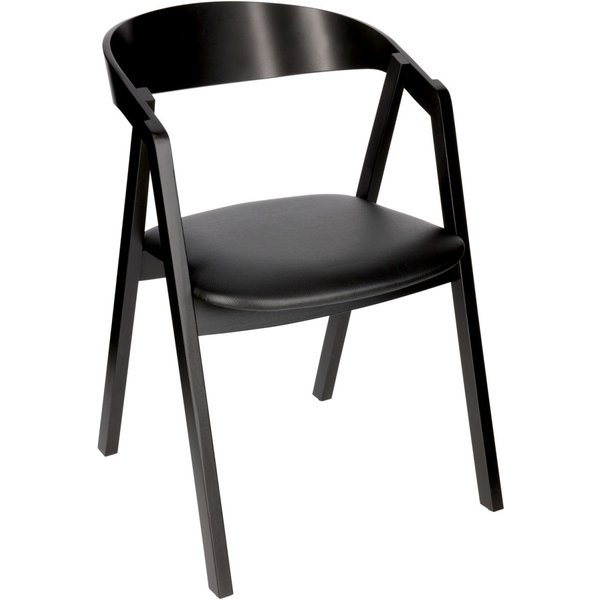 Sedia impilabile Calma Ecopelle in legno di faggio laccato nero VEGA; 54x53x79 cm (LxPxH); seduta nero, struttura nero; 2 pz. / Pacco