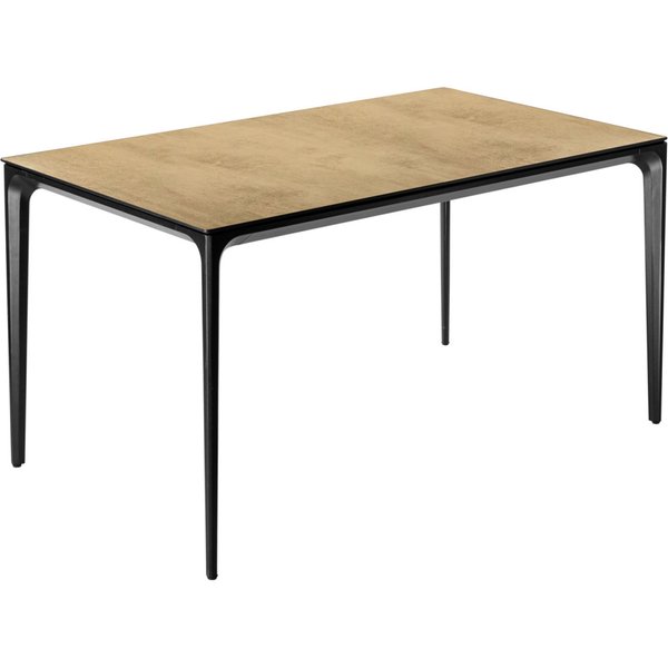 Tavolo da esterno Linero rettangolare VEGA; 138x80x72 cm (LxLxH); Piano tavolo quercia/naturale, struttura nero; rettangolare