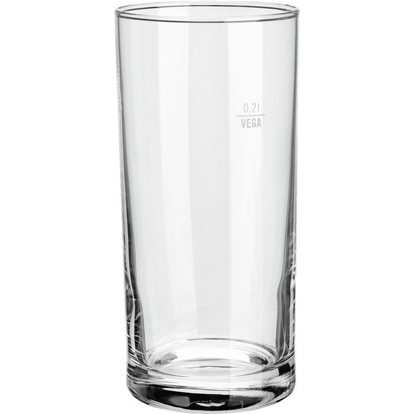 12x VEGA Bicchiere bibite Simple con tacca; 290 ml, 6.3x13.5 cm (ØxH); trasparente; 0.2 l Segno di riempimento, 12 pz. / Pacco