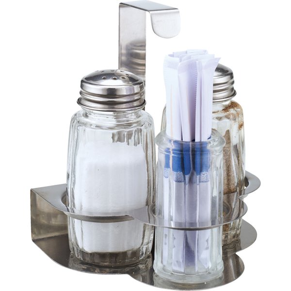 6x PULSIVA Ménagère salière/poivrière/porte cure-dents Tardo; 5 cl, 10x10.3x8 cm (lxHxP); transparent/argenté; 6 Set(s) / Lot