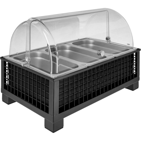 VEGA Vetrina Portland alta, 10 cm, 3x GN 1/3, in acciaio; GN 1/1, 55.4x35.2x29.9 cm (LxLxH); antracite/trasparente/acciaio inox; rettangolare