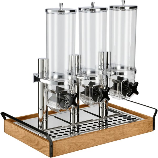 VEGA Dispenser cereali Esino triplo, GN 1/1, 3x 4l; GN 1/1, 61.9x38.6x56.2 cm (LxLxH); quercia/nero/acciaio inox; rettangolare