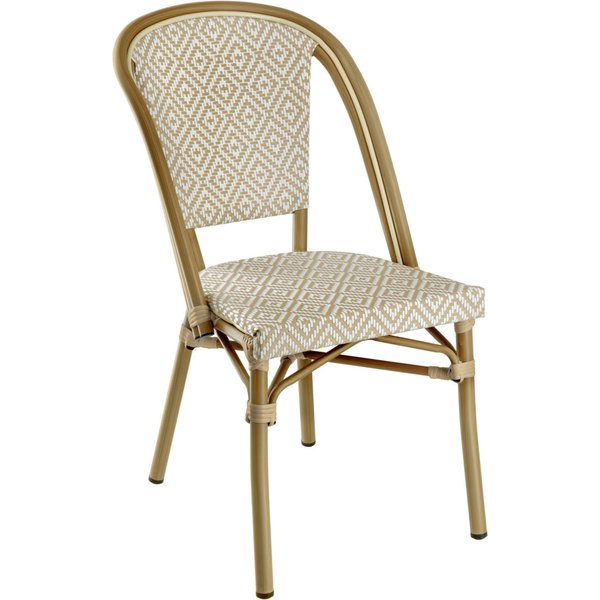 2x VEGA Chaise bistrot d'extérieur Ostera; 47x60x88 cm (lxPxH); beige/blanc; 2 pièce(s) / Lot