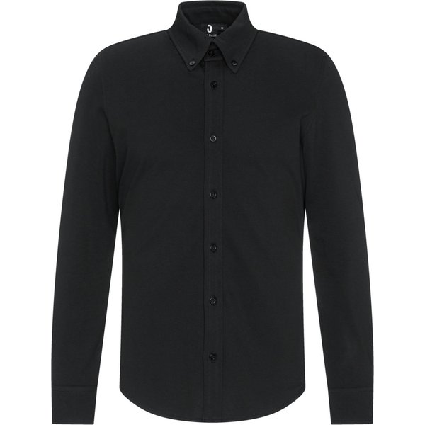 JOBELINE Camicia da uomo Piqué Maniche lunghe; Taglia 2XL; nero
