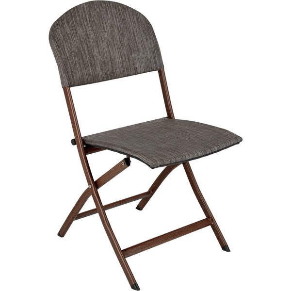 Sedia pieghevole da esterno Romalia PULSIVA; 45x59x86 cm (LxPxH); seduta grigio melange, struttura marrone; 4 pz. / Pacco