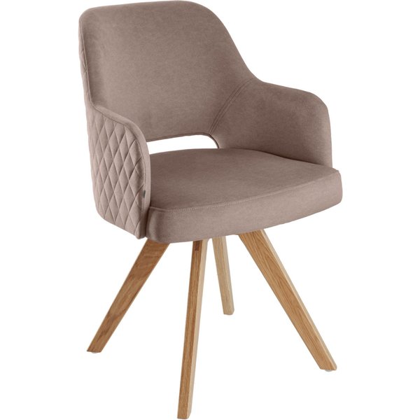 VEGA Chaise pivotante Twist velours; 46x47x85 cm (lxPxH); Assise taupe, Structure chêne