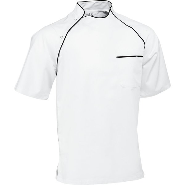 PULSIVA Veste de cuisine homme Pirlo manches courtes; Taille 54; blanc/noir