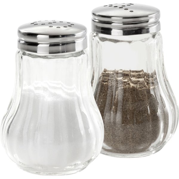 Set saliera e pepiera Cordes PULSIVA; 50 ml, 4.5x6.5 cm (ØxH); argento/trasparente; 4 set / Pacco