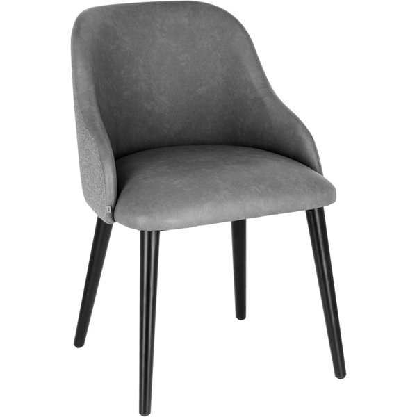 VEGA Poltroncina Almonda Mix in velluto e similpelle; 54x64x77.5 cm (LxPxH); seduta antracite, struttura nero