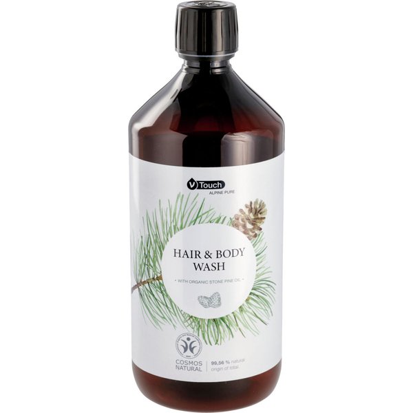 Shampoing gel douche pour hôtel Alpine Pure 2 en 1 en bouteille V-Touch; 1000 ml; écru; 6 pièce(s) / Lot
