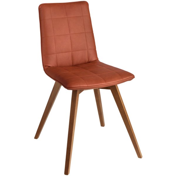 Chaise Milaria similicuir, lot de 2 VEGA; 60x51x88.5 cm (lxPxH); Assise cognac, Structure noyer; 2 Set(s) / Lot