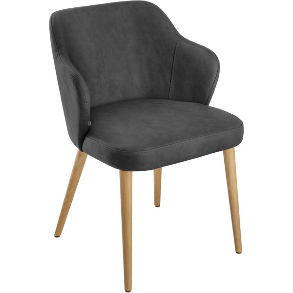 Chaise rembourrée Katya similicuir VEGA; 55x58x81 cm (lxPxH); Assise anthracite, Structure brun