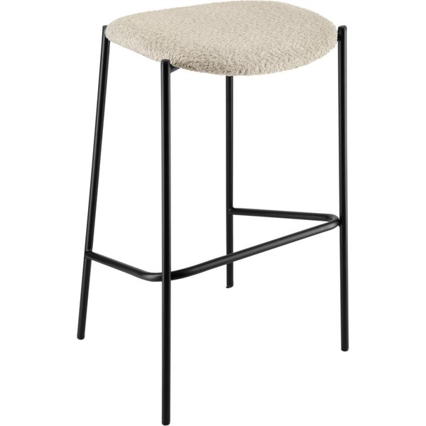 VEGA Tabouret de bar Lindo tissu bouclette; 53x43.5x81 cm (lxPxH); Assise beige, Structure noir