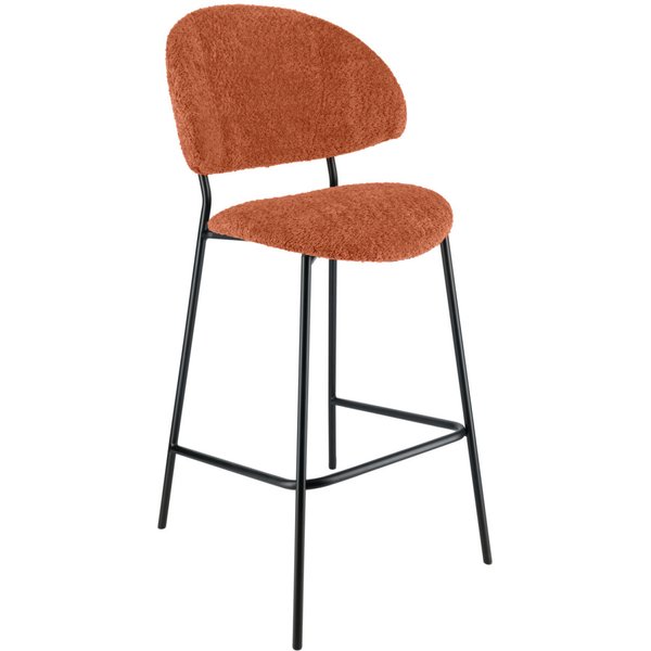 Chaise de bar Lindo tissu bouclette VEGA; 50.5x54.5x110 cm (lxPxH); Assise terracotta, Structure noir