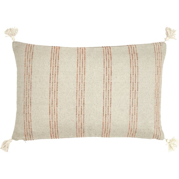 ERWIN M. Housse de coussin Torano rayure large; 30x50 cm (lxL); crème/terracotta