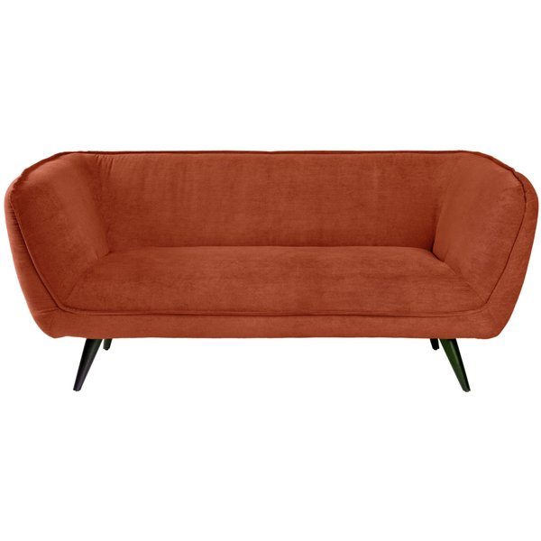 Canapé Kelso velours côtelé, 3 places VEGA; 183x88x76 cm (lxPxH); Assise terracotta, Structure noir