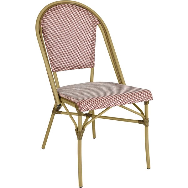Sedia impilabile per esterni Alira PULSIVA; 46x60.5x87 cm (LxPxH); seduta rosso/beige, struttura beige; 2 pz. / Pacco