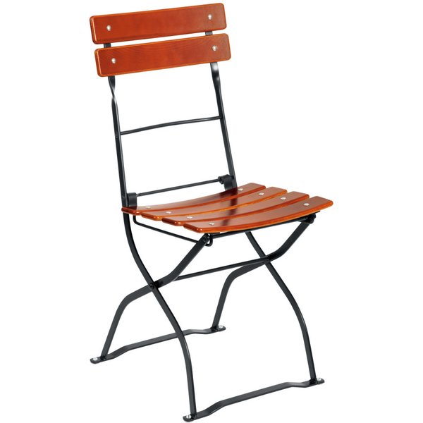 2x VEGA Chaise d'extérieur Bavaria; 41.5x49x88.5 cm (lxPxH); Assise acajou, Structure noir; 2 pièce(s) / Lot