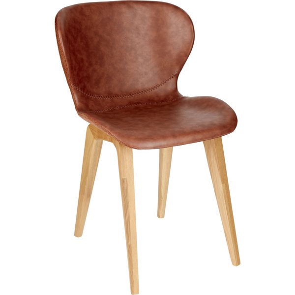 2x VEGA Chaise Dakota; 50x53x82 cm (lxPxH); Assise cognac, Structure chêne; 2 pièce(s) / Lot