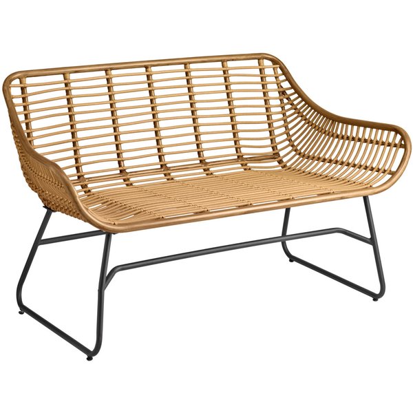 Canapé d'extérieur Tomeo 2 places VEGA; 134x73x82 cm (lxPxH); Assise brun clair, Structure noir