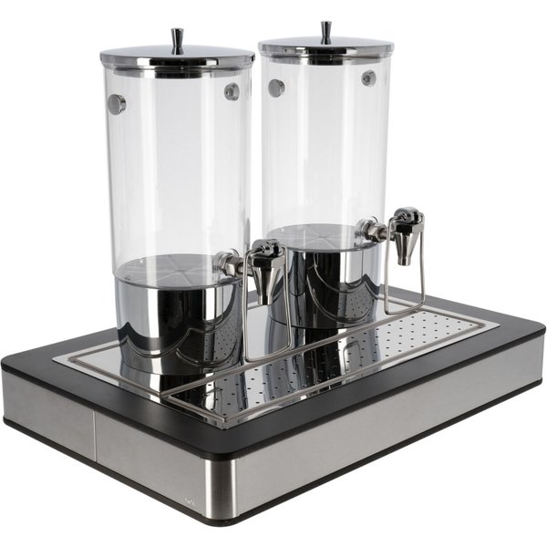 VEGA Dispenser succhi Fundale anthrazit doppio, GN 1/1, 2x 4l; 63x42.5x50.5 cm (LxLxH); antracite/trasparente/acciaio inox