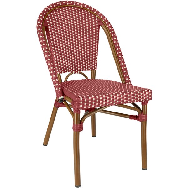 2x VEGA Chaise bistrot d'extérieur Astoria; 46x53x87.5 cm (lxPxH); Assise rouge/blanc, Structure brun; 2 pièce(s) / Lot