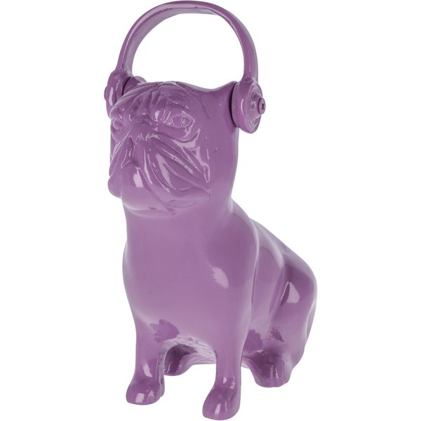 Cane decorativo Bully con cuffie; 25.5x29.5x12.75 cm (LxHxP); lilla