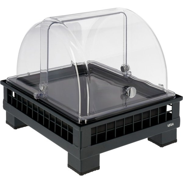 VEGA Vetrina Portland media, GN 1/2, in melamina; GN 1/2, 35.2x29x29.9 cm (LxLxH); antracite/trasparente/nero; rettangolare