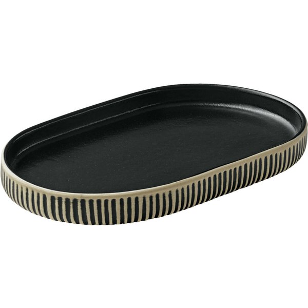 6x Playground Piatto da portata Nara con bordo rialzato; 18x11x2 cm (LxLxH); nero/bianco; 6 pz. / Pacco