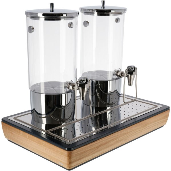 VEGA Dispenser per succhi Montana doppio, GN 1/1, 2x 4l; 55.4x35.2x53 cm (LxLxH); quercia/trasparente/acciaio inox