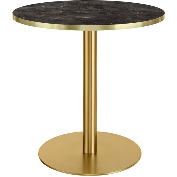 VEGA Table Marvani piètement en acier inoxydable; 75x80 cm (HxØ); Plateau doré/noir/marbré, Structure doré; rond(e)