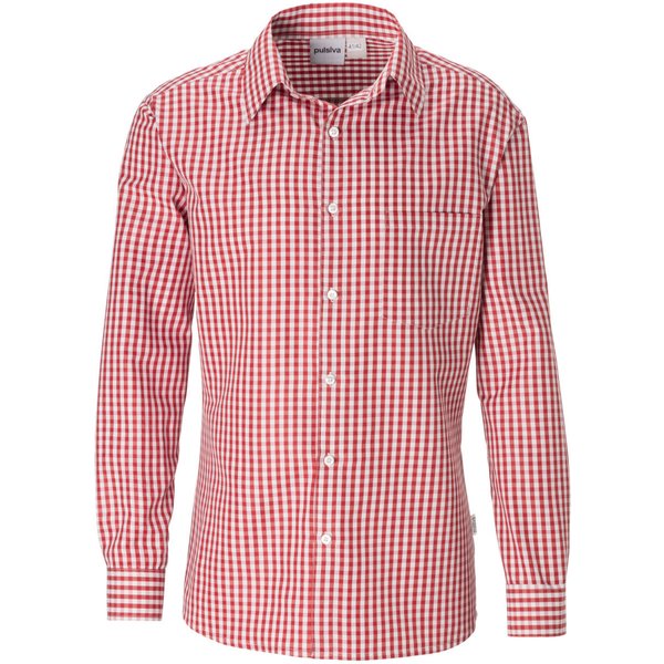 PULSIVA Camicia da cameriere Tom maniche lunghe; Taglia 45/46; rosso/bianco