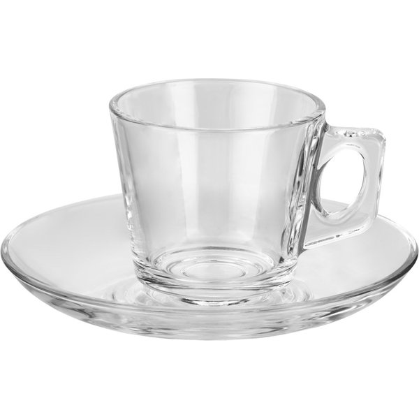 Tazza e piattino cappuccino Vela Pasabahçe; 195 ml, 8.5x7 cm (ØxH); trasparente; 6 pz. / Pacco
