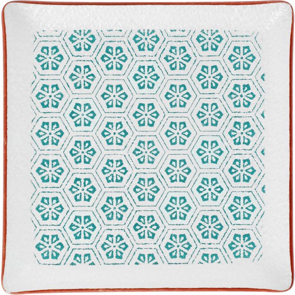 6x VEGA Piatto in vetro Isalie; 20x20 cm (LxL); bianco/turchese; quadrata; 6 pz. / Pacco