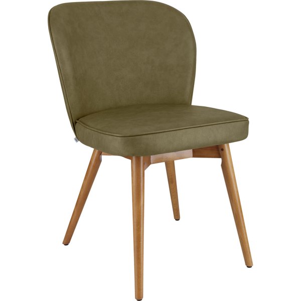 Sedia imbottita Lian similpelle VEGA; 56x58x86 cm (LxPxH); seduta verde oliva, struttura marrone chiaro; 2 pz. / Pacco