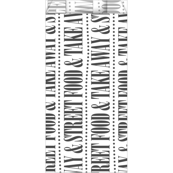 Sacchetto per snack Street Food a tenuta stagna, con piega sul fondo (aperta su un lato) WIMEX; 17x4x8 cm (LxLxH); bianco; 300 pz. / Pacco
