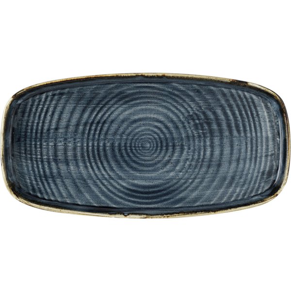 Piatto da portata Stonecast Blueberry con bordo rialzato Churchill; 29.5x15x2 cm (LxLxH); blu/marrone; rotonda; 12 pz. / Pacco
