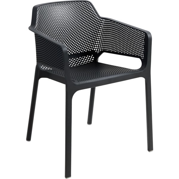 Sedia Net con braccioli Nardi; 60.5x58.5x80 cm (LxPxH); antracite; 4 pz. / Pacco