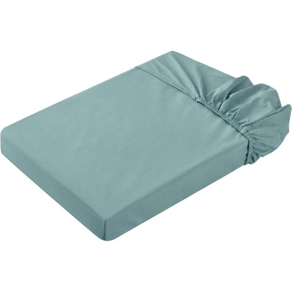 Drap housse Sienna élastiqué tête et pied ERWIN M.; 90x200 cm (lxL); bleu grisé