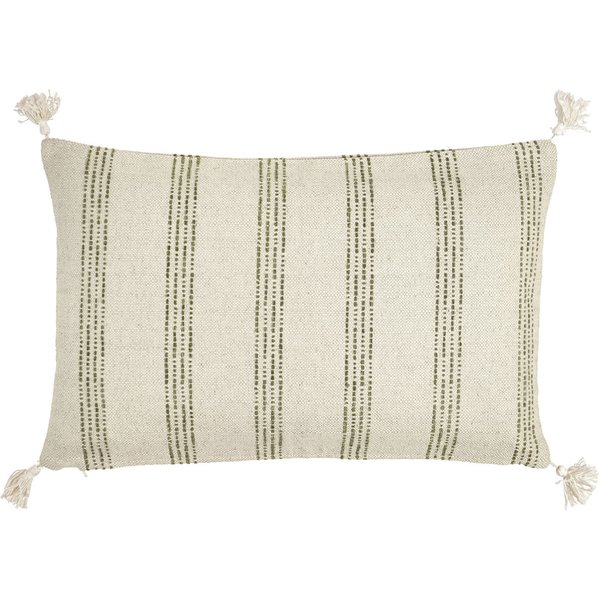 ERWIN M. Federa cuscino decorativo Torano strisce larghe; 30x50 cm (LxL); crema/verde oliva
