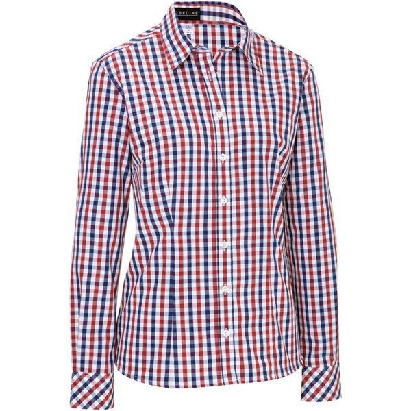 JOBELINE Chemisier femme Bailey manches longues; Taille 38; blanc/rouge/bleu