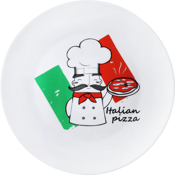 6x Bormioli Rocco Assiette à pizza Pizza Chef; 33 cm (Ø); rouge/vert/blanc; rond(e); 6 pièce(s) / Lot