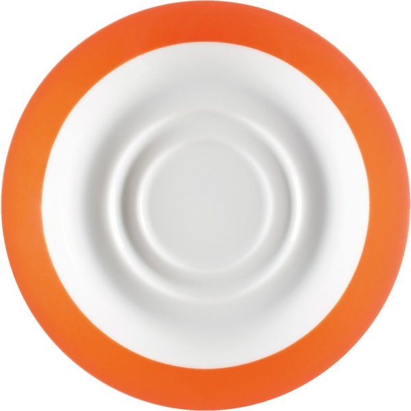 6x PULSIVA Piattino tazza cappuccino / consommè Multi-Color; 15.3x2.1 cm (ØxH); bianco/arancione; rotonda; 6 pz. / Pacco